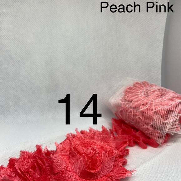 Lot of 14 Peach Pink shabby flowers headbands NEW - Picture 1 of 2